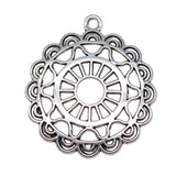 30pcs Round Hollow Pattern Earring Jewelry Findings Antique Bronze Silver
