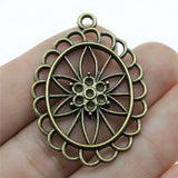 30pcs 44x31mm Oval Hollow Flowers Pendant Charm