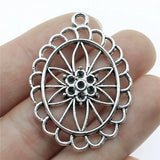 30pcs 44x31mm Oval Hollow Flowers Pendant Charm