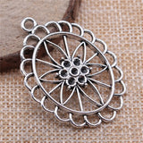 30pcs 44x31mm Oval Hollow Flowers Pendant Charm