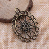 30pcs 44x31mm Oval Hollow Flowers Pendant Charm