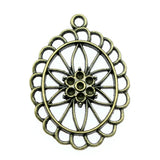 30pcs 44x31mm Oval Hollow Flowers Pendant Charm