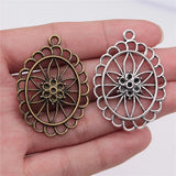 30pcs 44x31mm Oval Hollow Flowers Pendant Charm