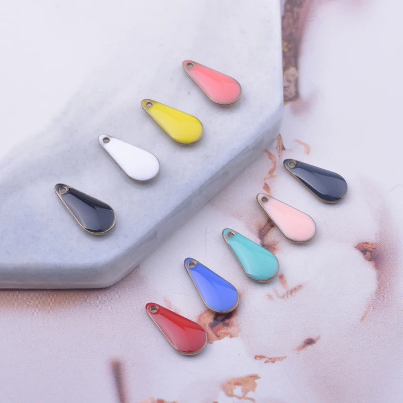 30pcs 5*12mm Copper Enamel Charms Jewelry Finding
