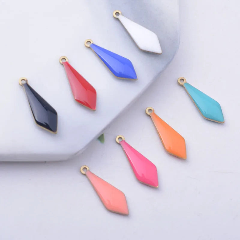 30pcs 5*16mm Copper Enamelled Charms Pendant DIY Jewelry Making