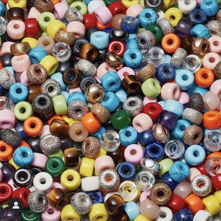 30pcs Natural Stone Tube Beads for Jewelry Making Colorful Beads Needl