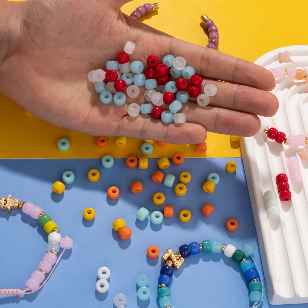 30pcs Natural Stone Tube Beads for Jewelry Making Colorful Beads Needl
