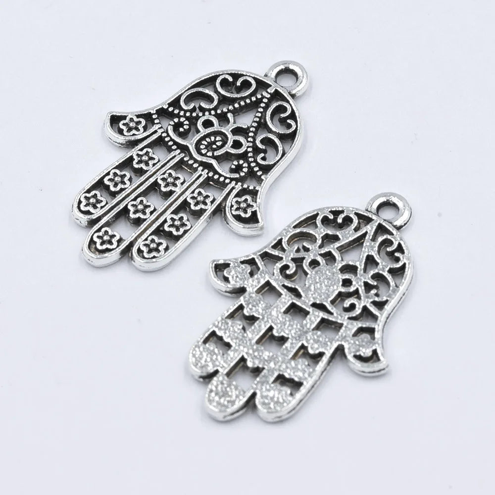 30pcs Hand of Fatima Pendant Charms DIY Antique Jewelry Accessories