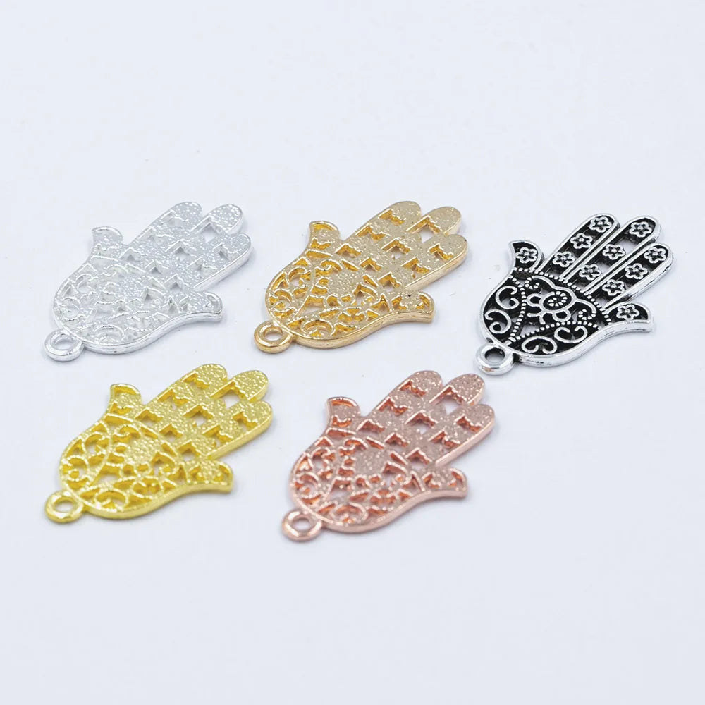 30pcs Hand of Fatima Pendant Charms DIY Antique Jewelry Accessories
