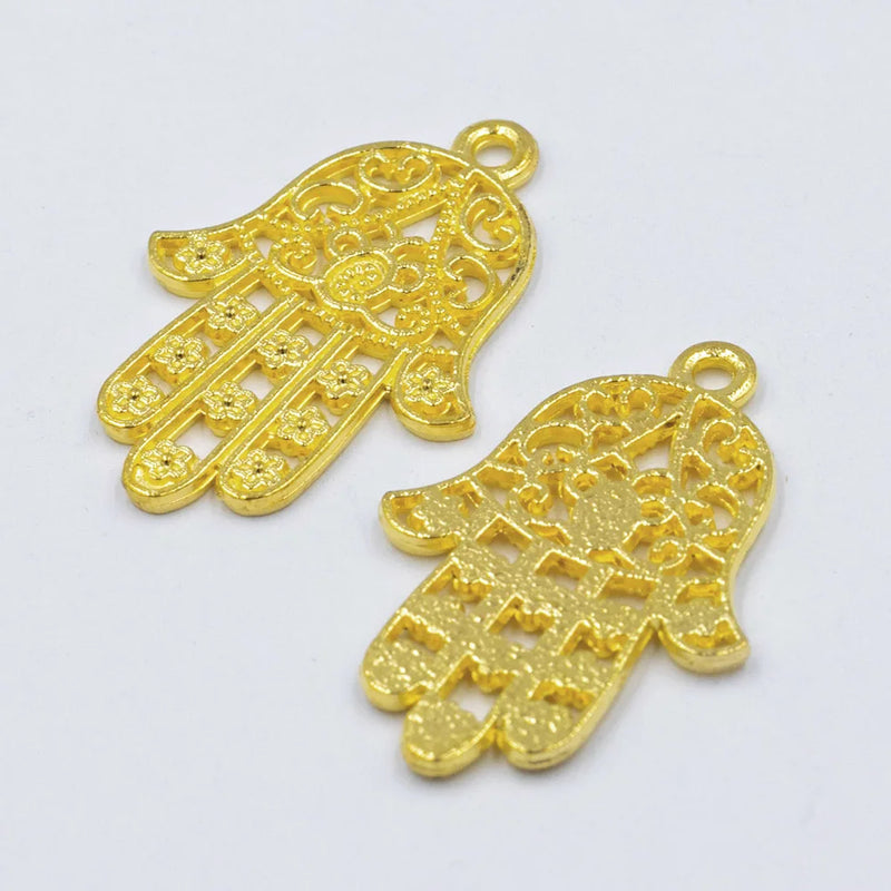 30pcs Hand of Fatima Pendant Charms DIY Antique Jewelry Accessories