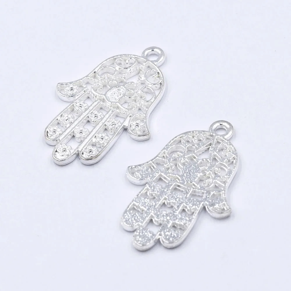 30pcs Hand of Fatima Pendant Charms DIY Antique Jewelry Accessories
