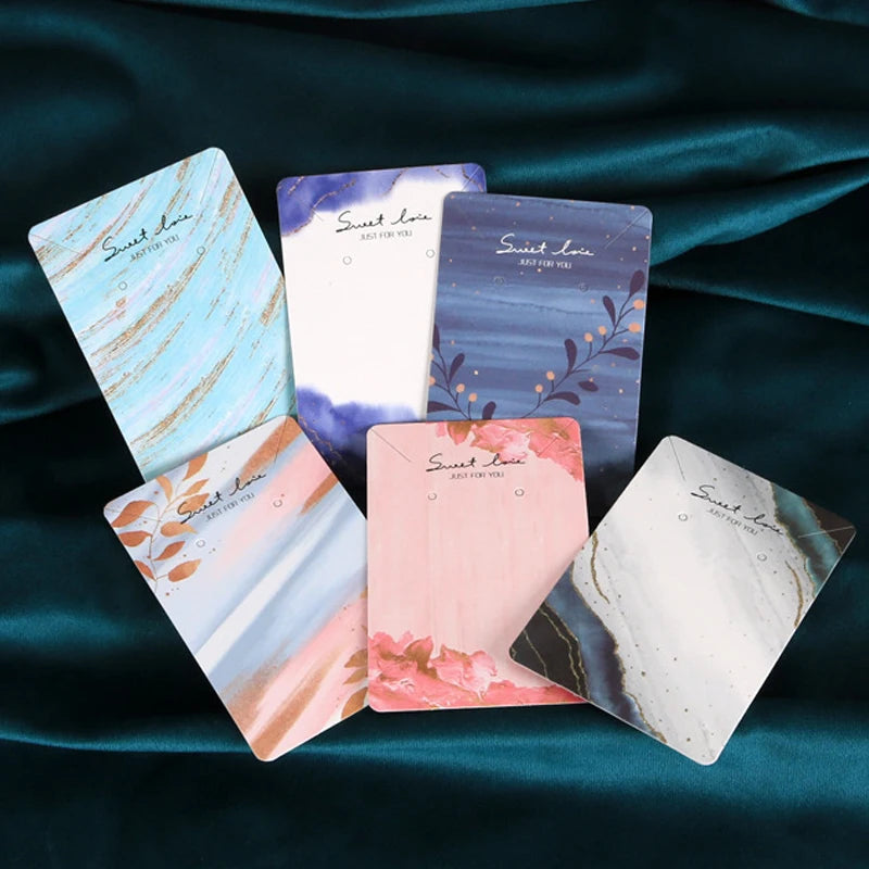 30pcs Earrings Necklace Display Card Cardboard Packaging Flower Paper Card
