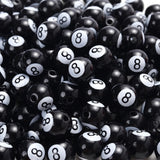 30pcs Billiards 8 Word Ball Beads Big Hole Acrylic Spacer Beads Jewelry Making