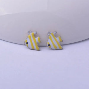 30pcs Double Faced Angelfish Charms for DIY Jewelry Accessories