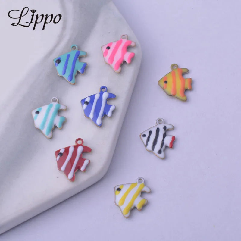 30pcs Double Faced Angelfish Charms for DIY Jewelry Accessories