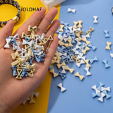 30pcs 8*13mm Bow Shape Enamel Beads for Jewelry Making