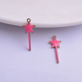 30pcs 8x20mm Copper Star Enamel Charms Pendant DIY Jewelry Necklace Making