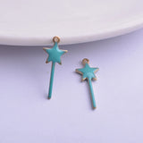30pcs 8x20mm Copper Star Enamel Charms Pendant DIY Jewelry Necklace Making