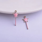30pcs 8x20mm Copper Star Enamel Charms Pendant DIY Jewelry Necklace Making