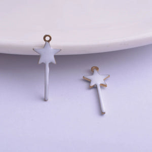 30pcs 8x20mm Copper Star Enamel Charms Pendant DIY Jewelry Necklace Making