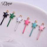 30pcs 8x20mm Copper Star Enamel Charms Pendant DIY Jewelry Necklace Making