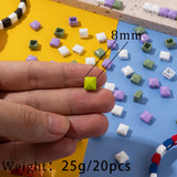 30pcs 8x8mm Enamel Tila Beads Square Shape Rhombus Faced Loose Beads