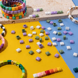 30pcs 8x8mm Enamel Tila Beads Square Shape Rhombus Faced Loose Beads