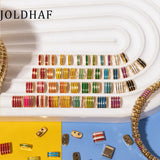 30pcs Square Shape Beads Charms Painted Colorful Beads DIY Accessory