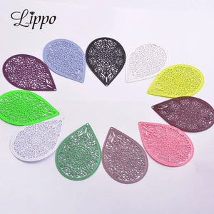30pcs Filigree Water Drop Charm Brass Teardrop Pendant DIY Earring findings