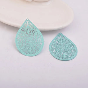 30pcs Filigree Water Drop Charm Brass Teardrop Pendant DIY Earring findings