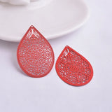 30pcs Filigree Water Drop Charm Brass Teardrop Pendant DIY Earring findings