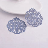 30pcs Silver Flowers Pendant 43mm*50mm Painted Flower Charms