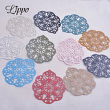 30pcs Silver Flowers Pendant 43mm*50mm Painted Flower Charms