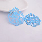 30pcs Silver Flowers Pendant 43mm*50mm Painted Flower Charms