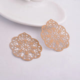 30pcs Silver Flowers Pendant 43mm*50mm Painted Flower Charms