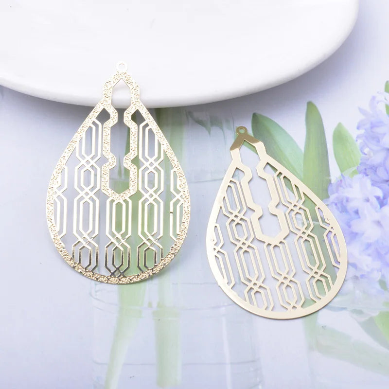 30pcs Brass Teardrop Laser Cut Charms for DIY Jewelry Making