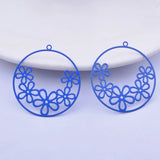 30pcs AB4993 Filigree Orange Flower Charms Metal Brass Silver Earring Findings