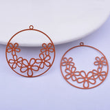 30pcs AB4993 Filigree Orange Flower Charms Metal Brass Silver Earring Findings