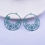 30pcs AB4993 Filigree Orange Flower Charms Metal Brass Silver Earring Findings