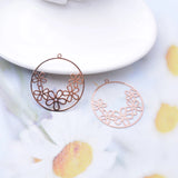 30pcs AB4993 Filigree Orange Flower Charms Metal Brass Silver Earring Findings