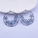 30pcs AB4993 Filigree Orange Flower Charms Metal Brass Silver Earring Findings