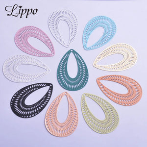 30pcs AB5062 27*40mm Brass Silver Drop Water Charms DIY Tassels Earring
