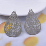 30pcs Brass Flower Teal Charms 40*26mm DIY Earring Jewelry Accessories