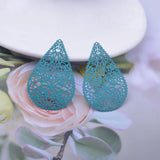 30pcs Brass Flower Teal Charms 40*26mm DIY Earring Jewelry Accessories