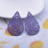 30pcs Brass Flower Teal Charms 40*26mm DIY Earring Jewelry Accessories