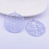 30pcs AB5425 35*37mm Light Purple Round Charms Metal Brass Thin Pendant Earring