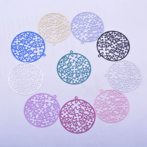 30pcs AB5425 35*37mm Light Purple Round Charms Metal Brass Thin Pendant Earring