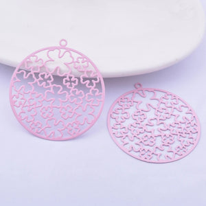 30pcs AB5425 35*37mm Light Purple Round Charms Metal Brass Thin Pendant Earring
