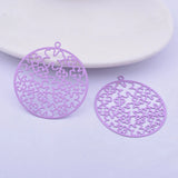 30pcs AB5425 35*37mm Light Purple Round Charms Metal Brass Thin Pendant Earring