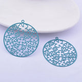 30pcs AB5425 35*37mm Light Purple Round Charms Metal Brass Thin Pendant Earring